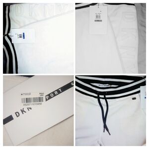 DKNY White Joggers with Black Stripes